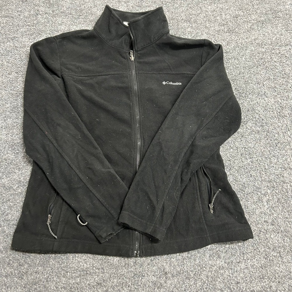 Columbia Fleece Jacket Womens XL Black Interchange Full Zip Mock Neck Outdoor